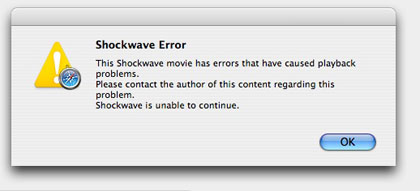 Typical Shockwave error message